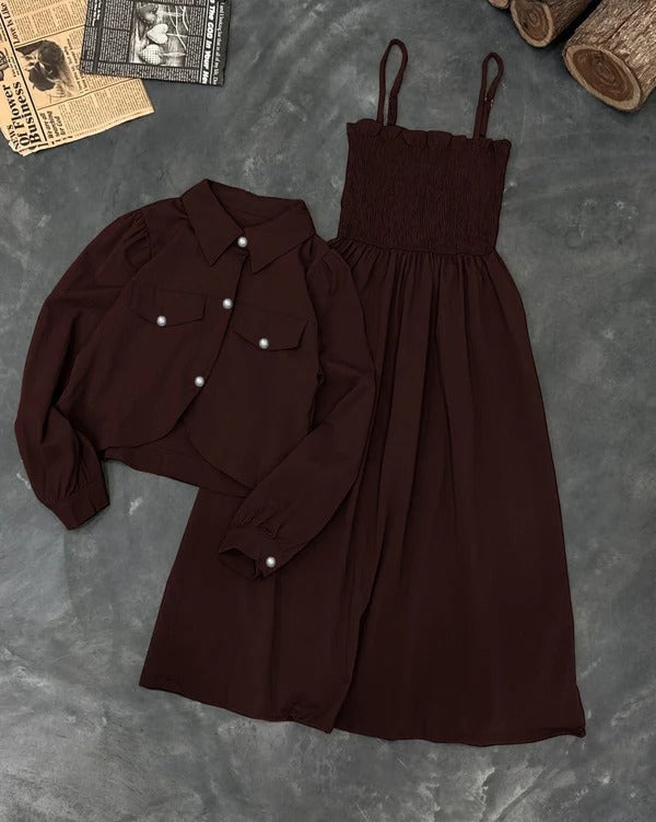 *Western Kaaj Button shirt With Romper Frock Style*