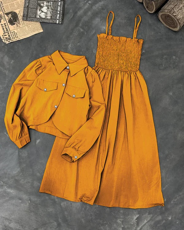 *Western Kaaj Button shirt With Romper Frock Style*