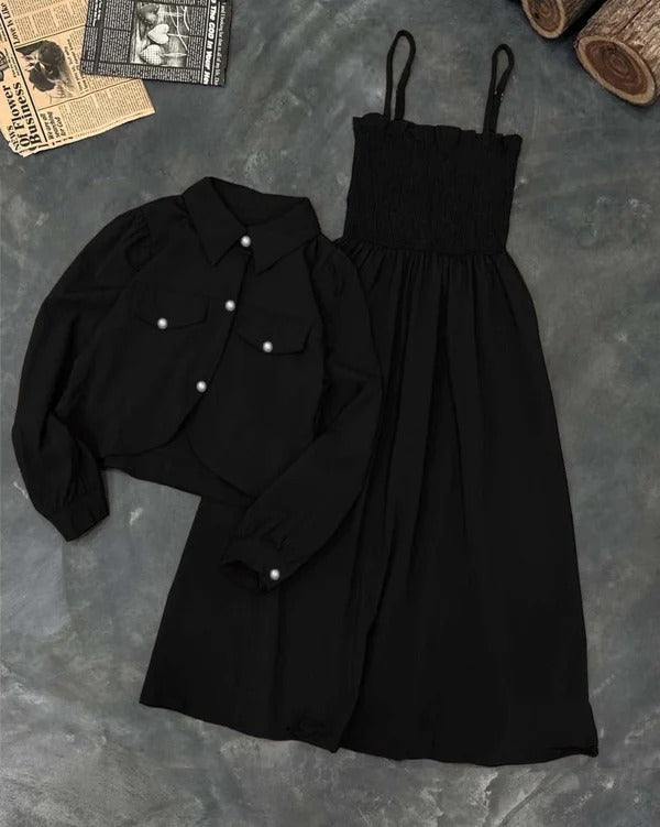 *Western Kaaj Button shirt With Romper Frock Style*