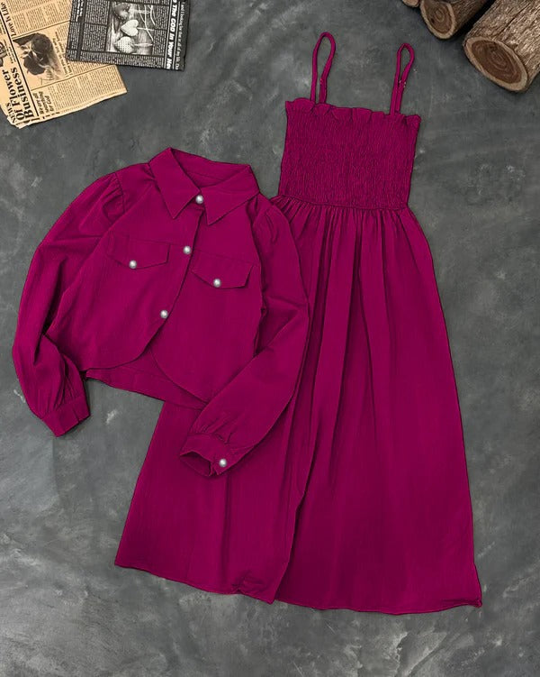 *Western Kaaj Button shirt With Romper Frock Style*