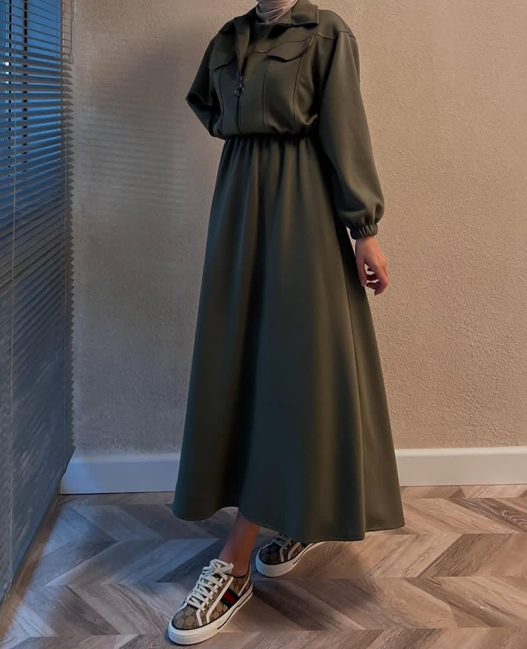 Zipper long bodycone dress