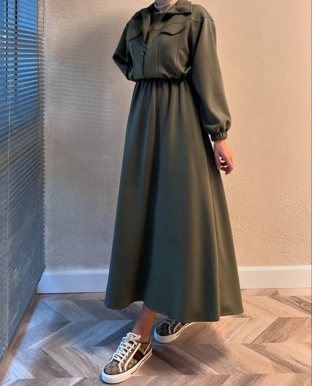 Zipper long bodycone dress