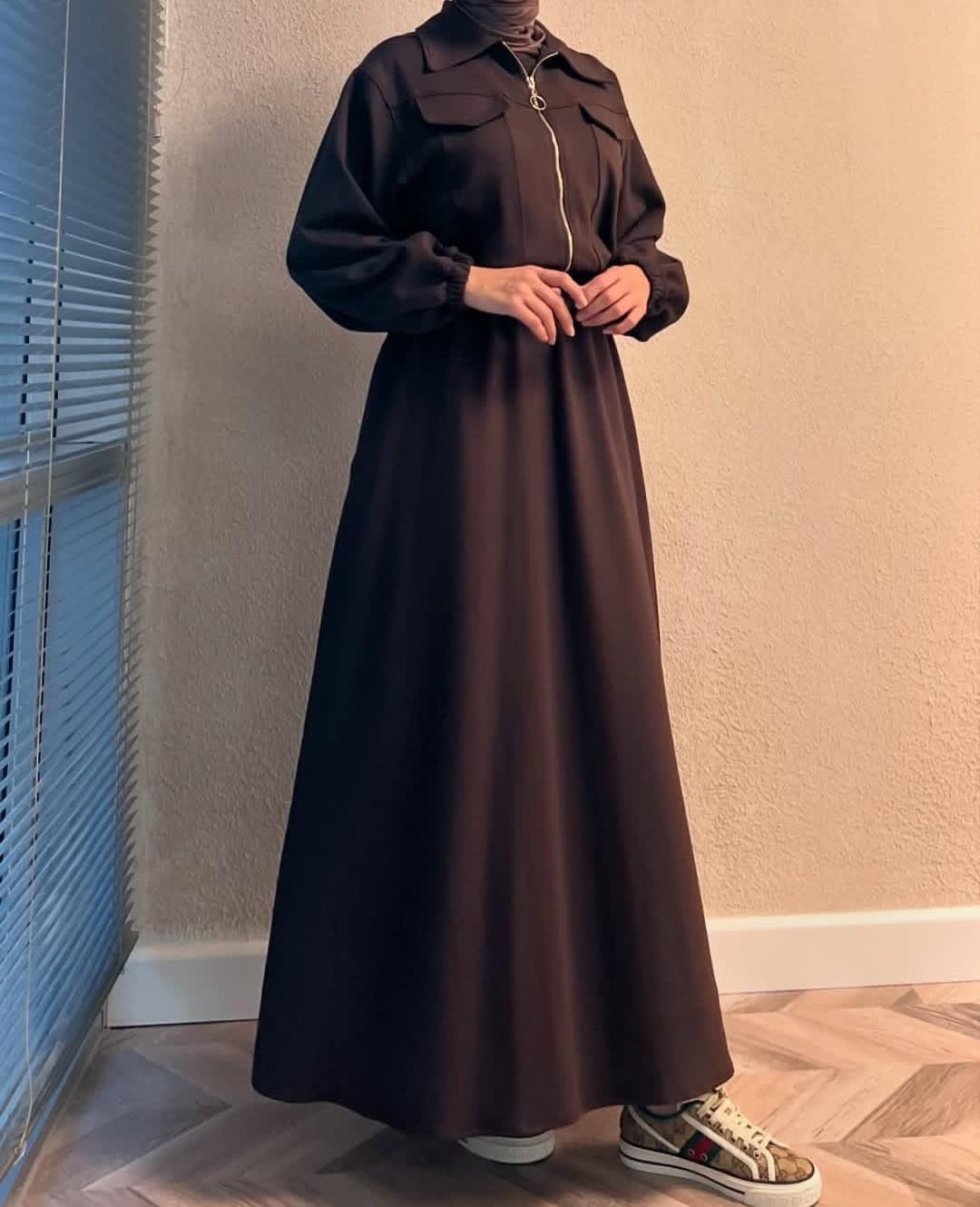 Zipper long bodycone dress