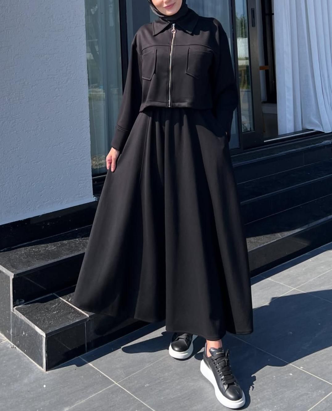 Zipper long bodycone dress