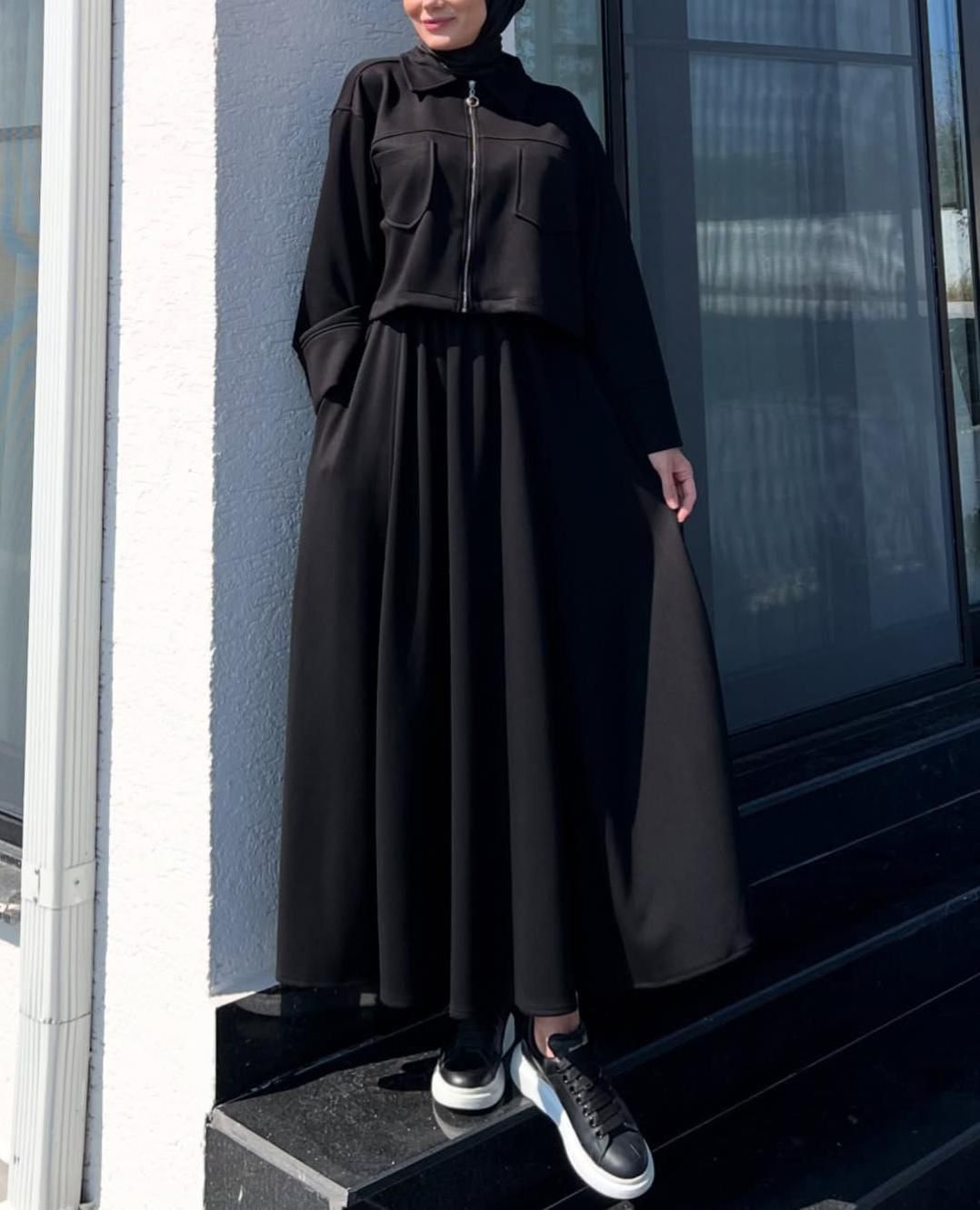 Zipper long bodycone dress