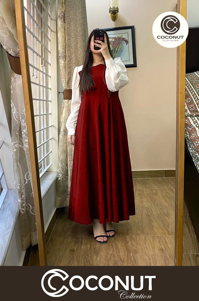 *Platted Black Maxi with White Sleeves*
