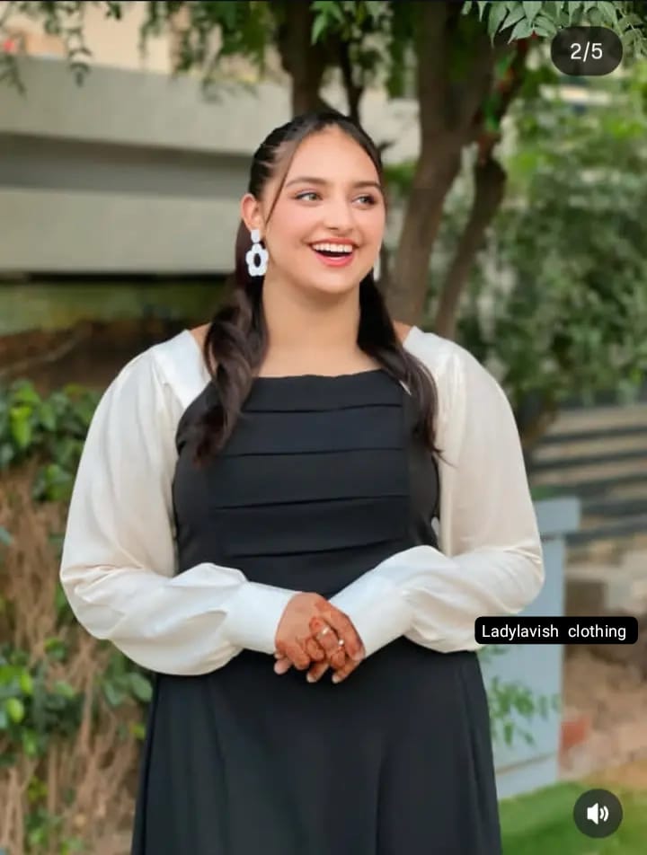 *Platted Black Maxi with White Sleeves*