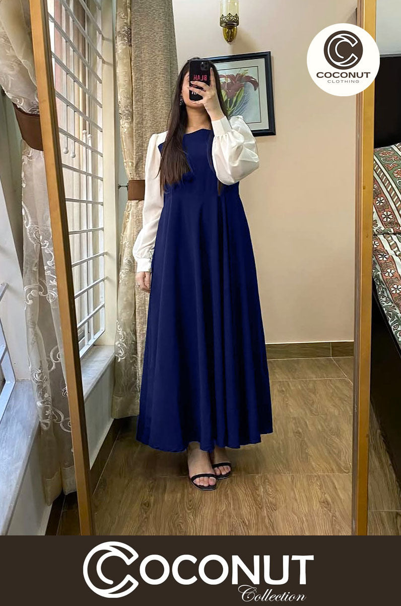 *Platted Black Maxi with White Sleeves*