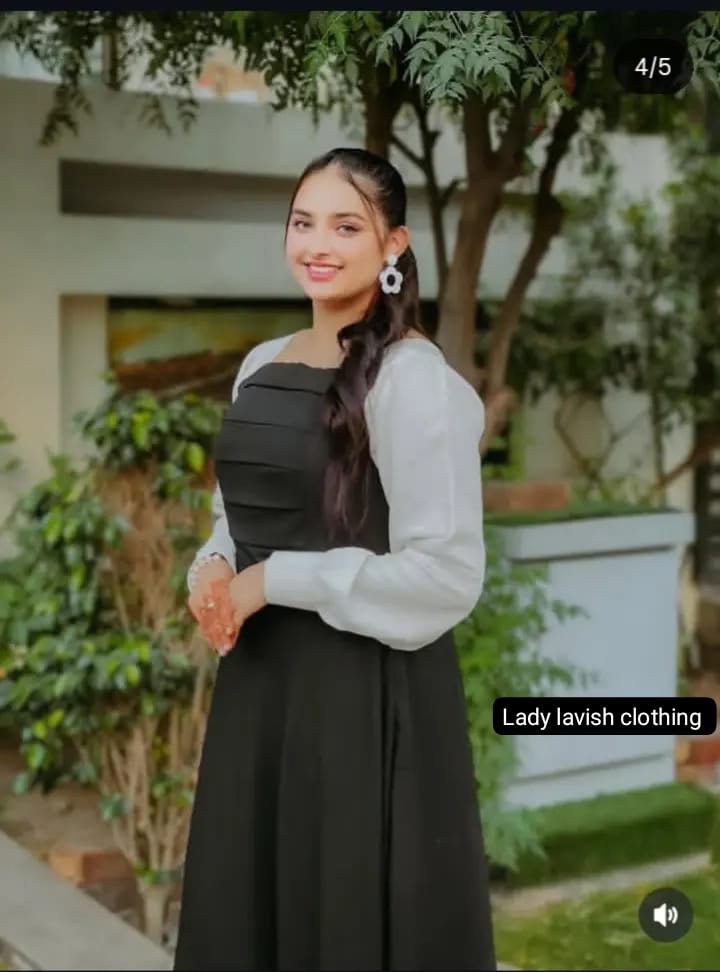 *Platted Black Maxi with White Sleeves*