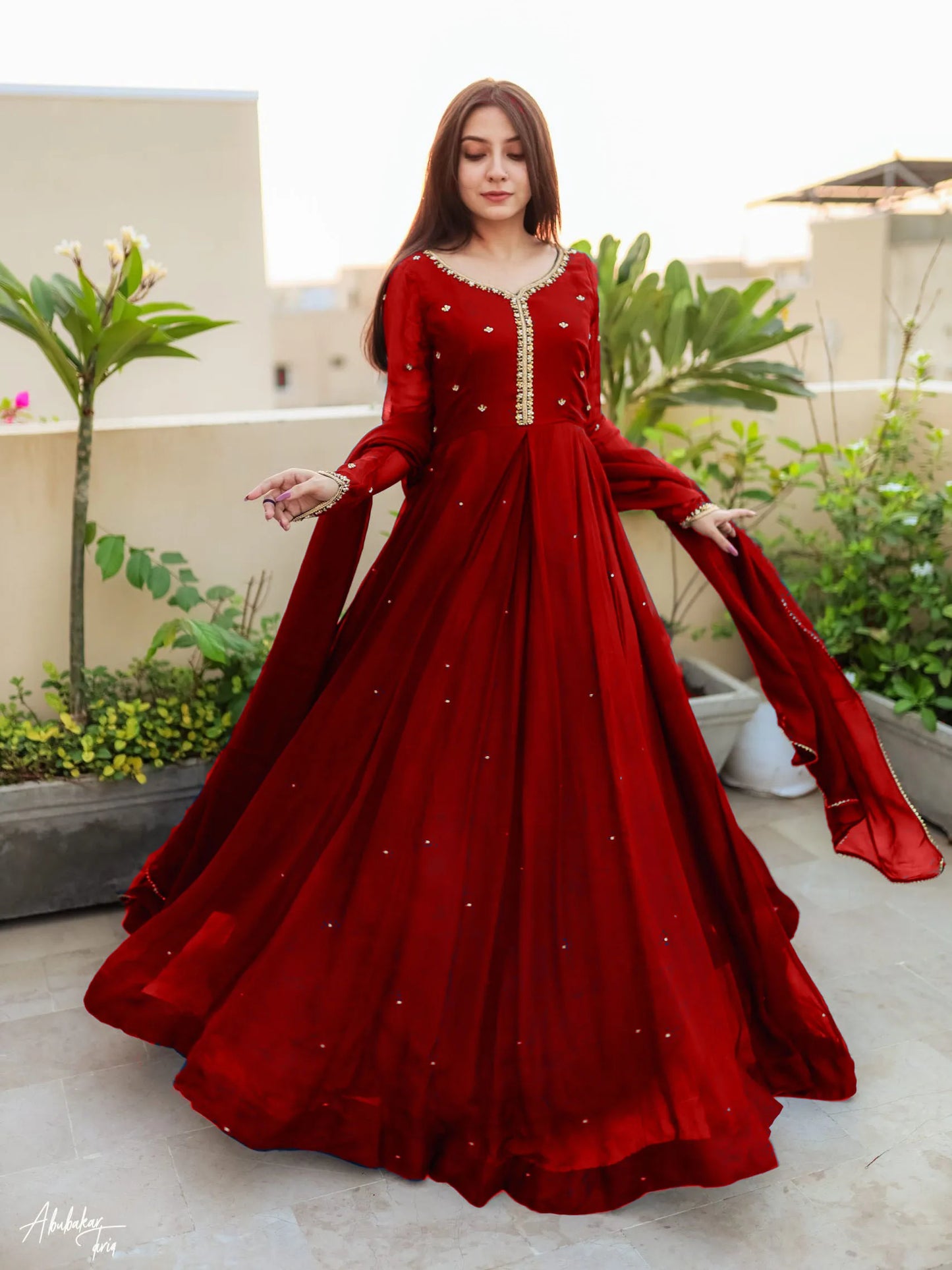 *Stylish Embroidery &Pulse Attached Maxi 3pec🥰*