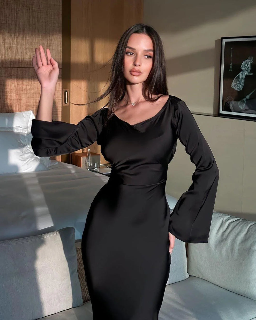 *Long Bodycone Silk Dress🥰*