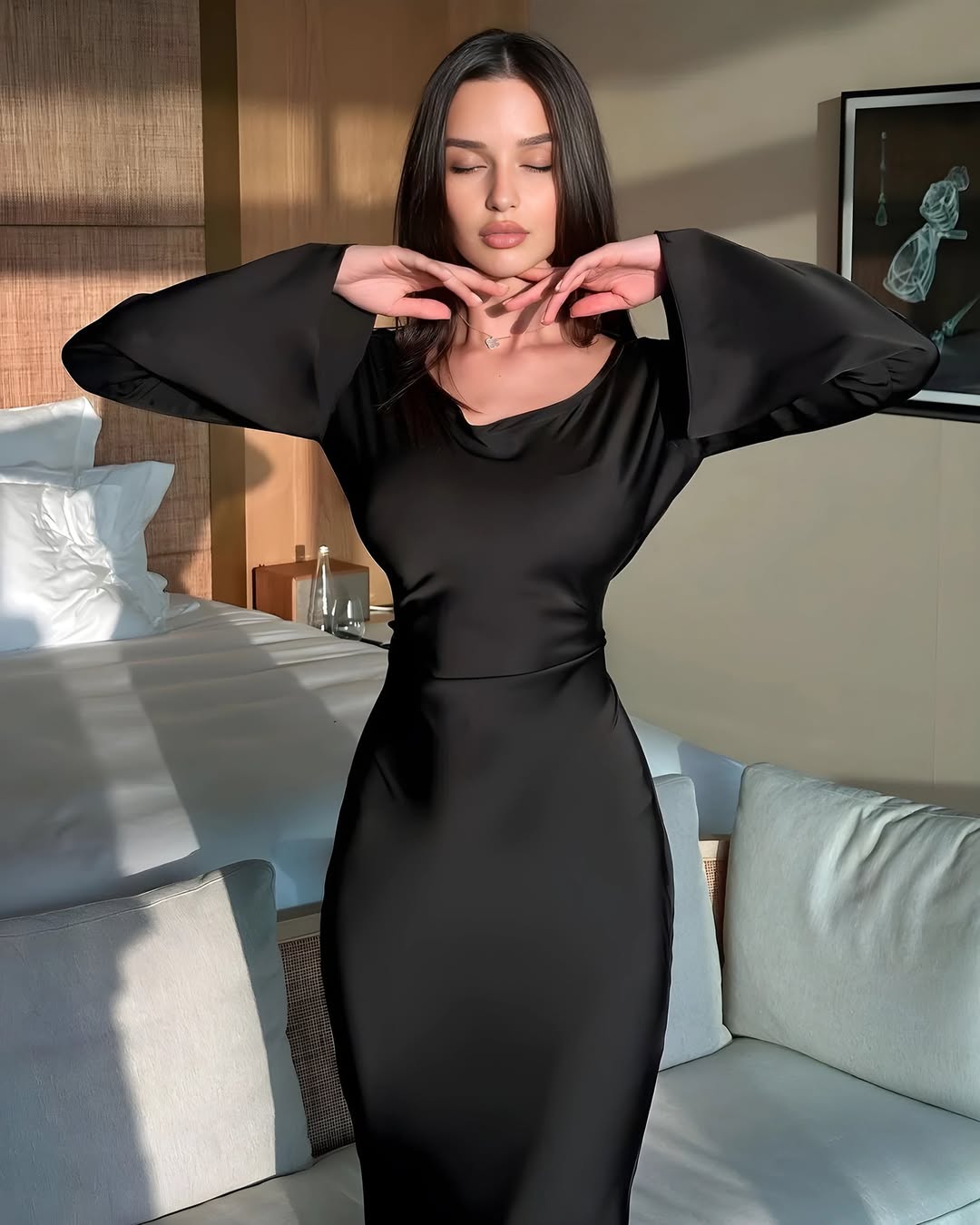 *Long Bodycone Silk Dress🥰*