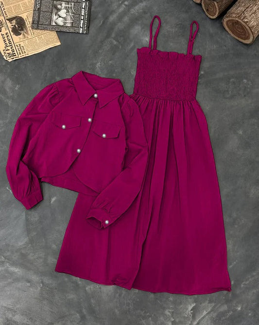 *Western Kaaj Button shirt  With Romper Frock Style*