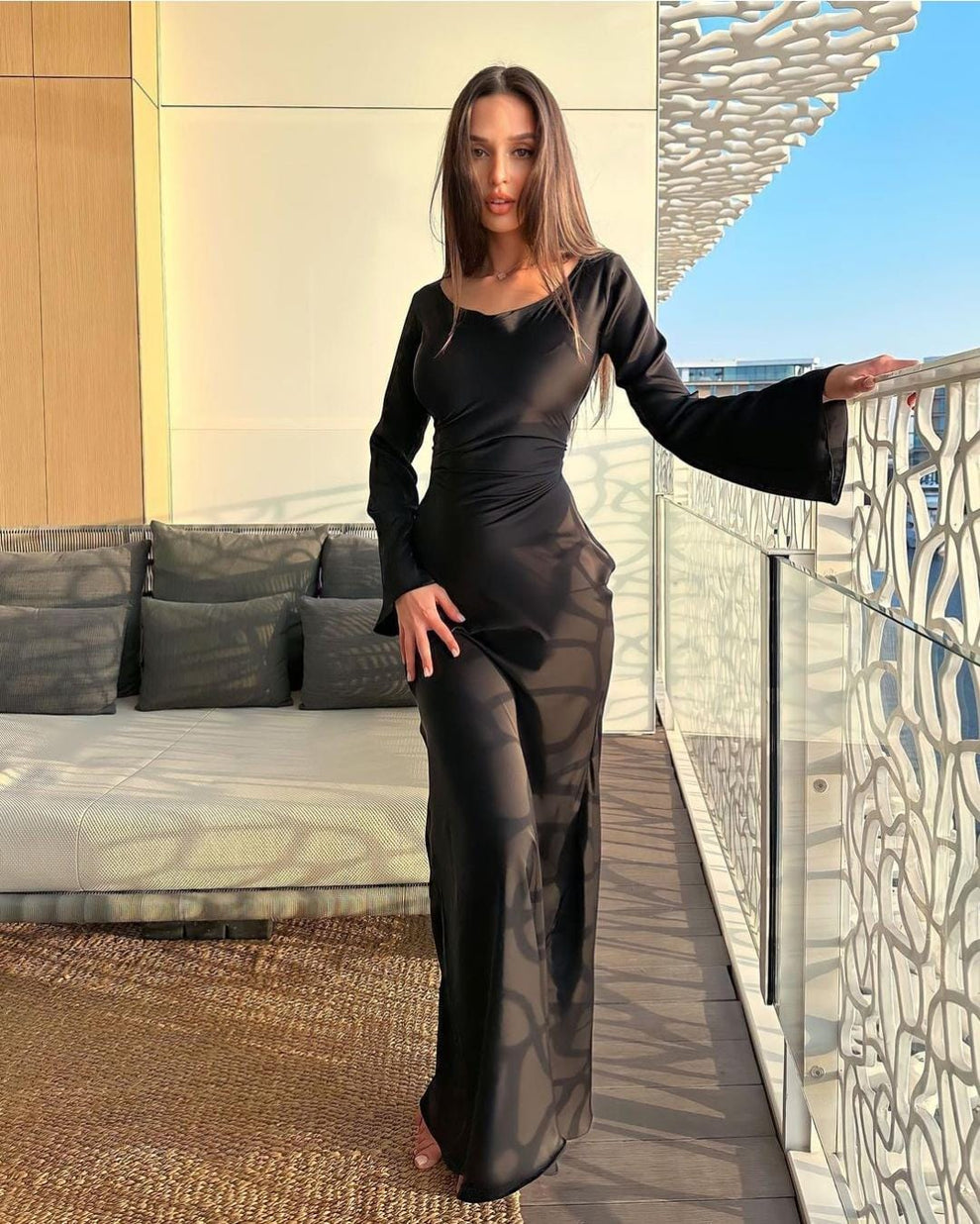 *Long Bodycone Silk Dress🥰*